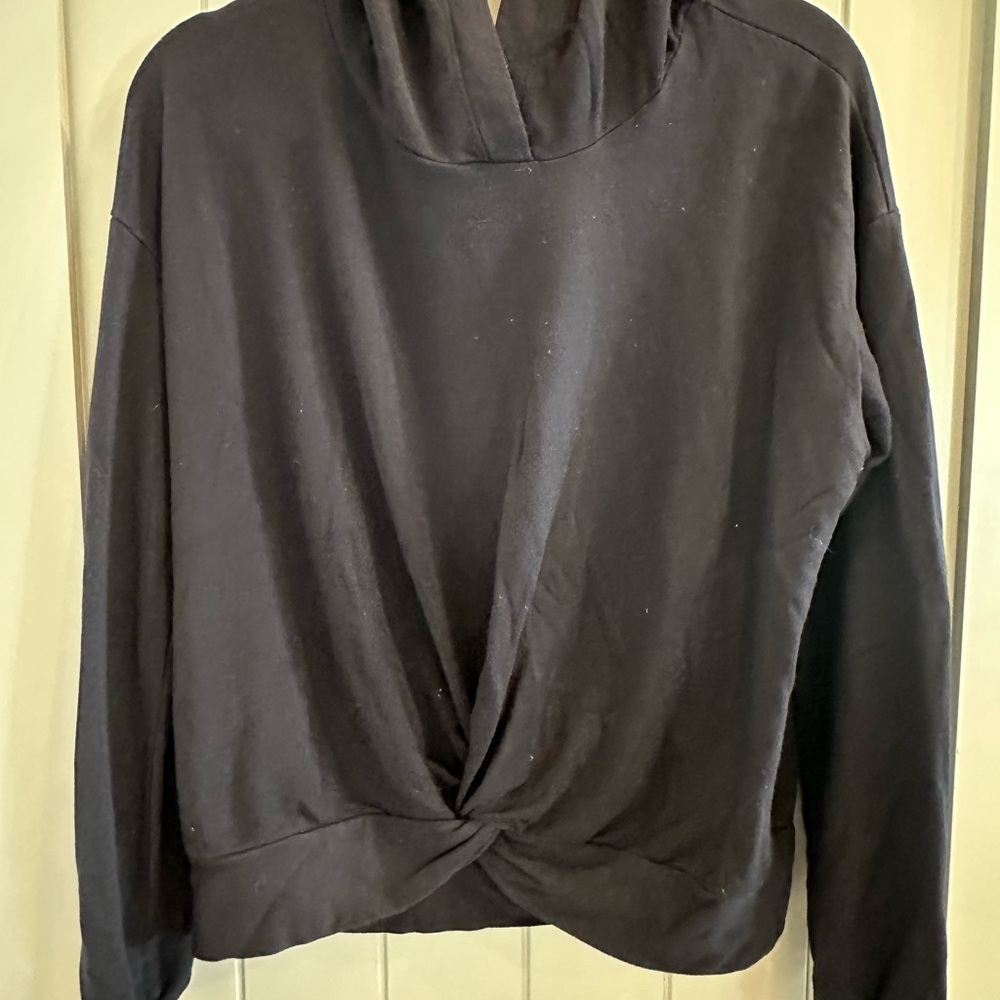 Black Twist-front Hoodie